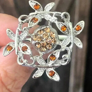 Elegant Topaz Butterfly Gemstone Silver Sweater Brooch Lapel Pin NWT
